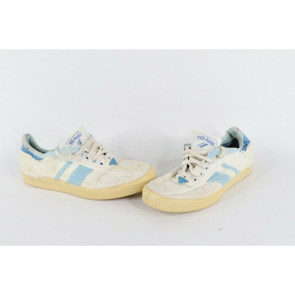 Vintage 80s Pro Keds Womens Size 6 Distressed Canvas Striped Shoes Sneakers